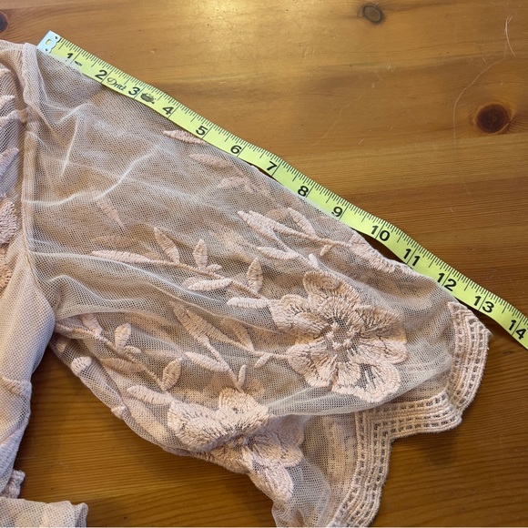 WISHLIST Lace Pink Plunge Neck Maxi Dress Lined Side Slits Size Small - Picture 11 of 13